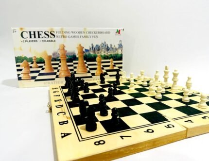 Folding Wooden Checkerboard & Chess Set – Retro Family Fun